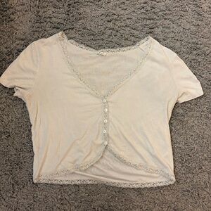 White Cropped Top with Lace Trim